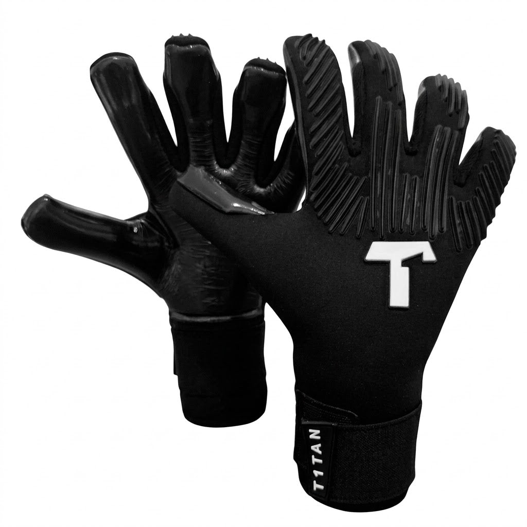 T1TAN Premium Black Latex Goalkeeper Gloves